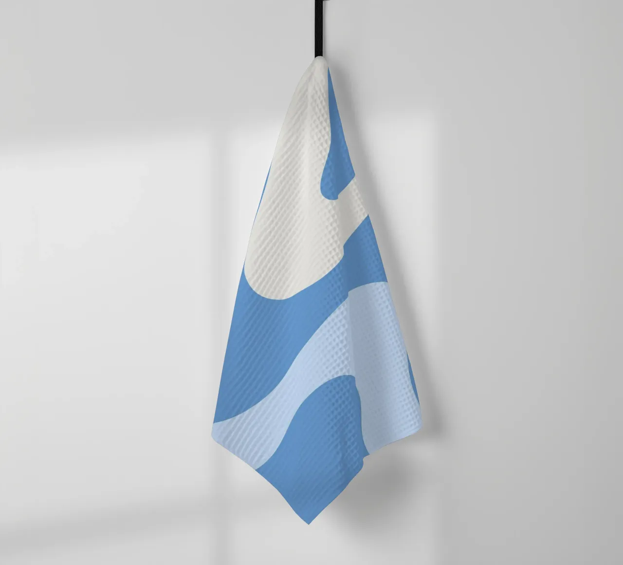 Retro Wervelingen Blauw & Crème Abstract - Golvend Esthetisch theedoek van homdeco