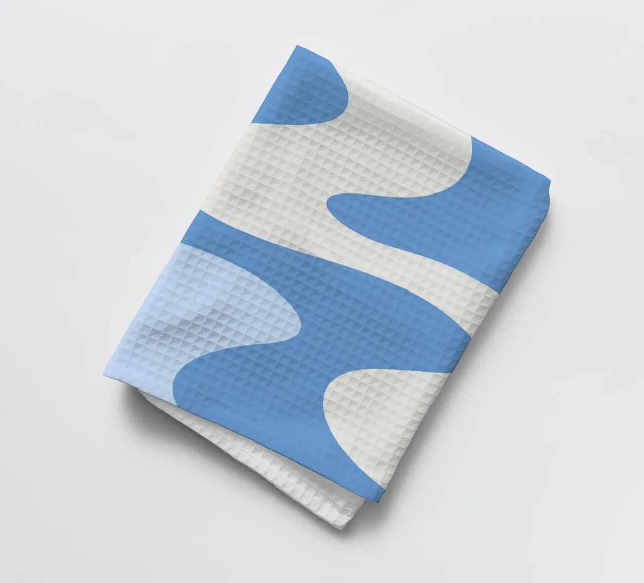 Retro Wervelingen Blauw & Crème Abstract - Golvend Esthetisch theedoek van homdeco