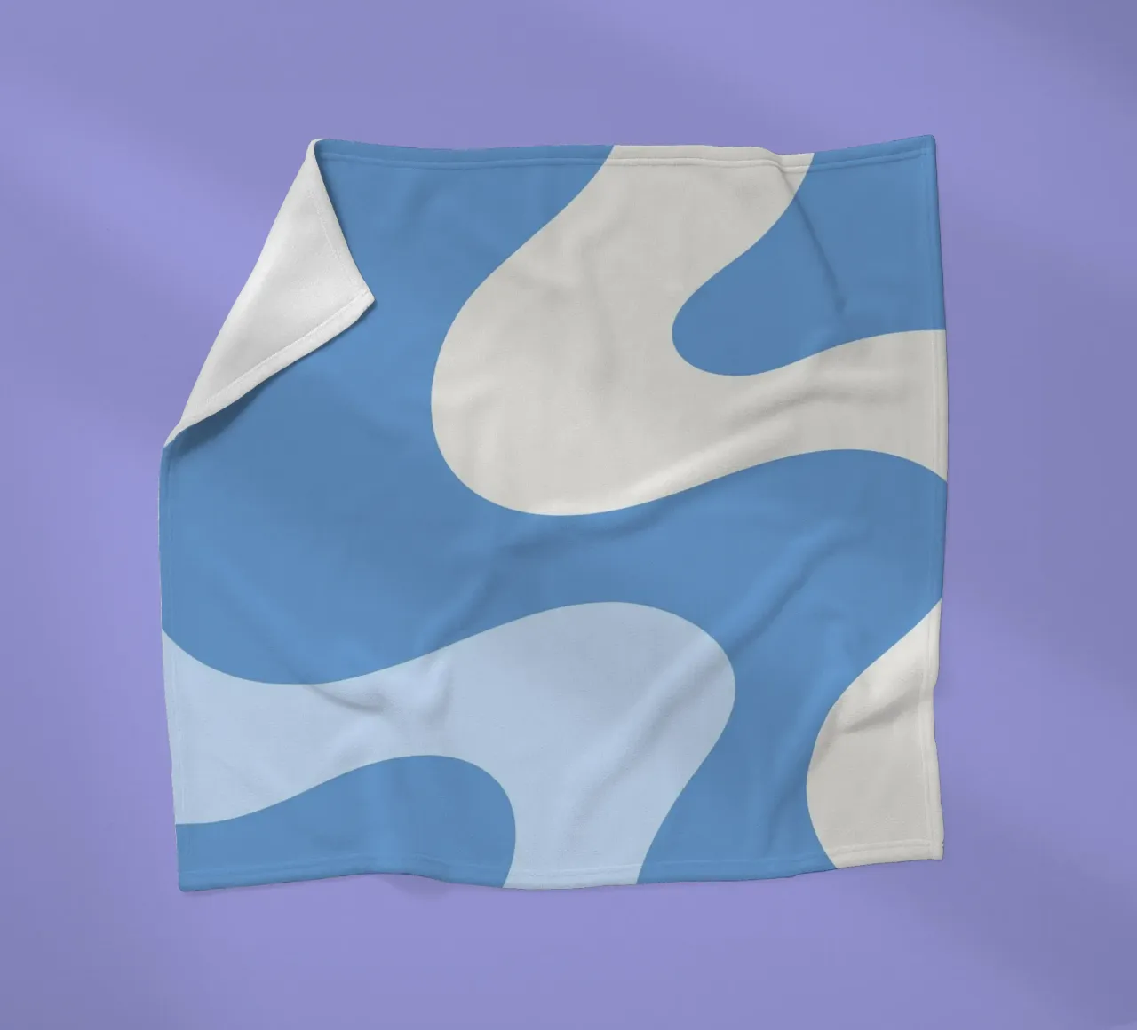 Retro Wervelingen Blauw & Crème Abstract - Golvend Esthetisch fleecedeken van homdeco