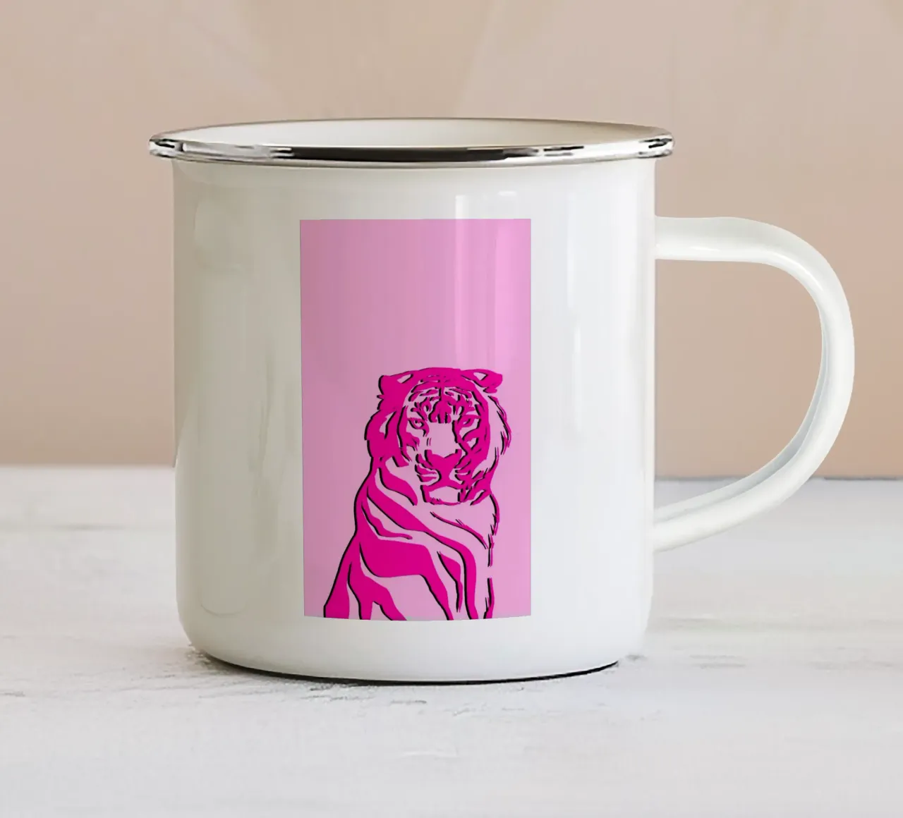 Ritratto di tigre rosa neon - Pop Art Estetica selvaggia tazza in smalto da homdeco