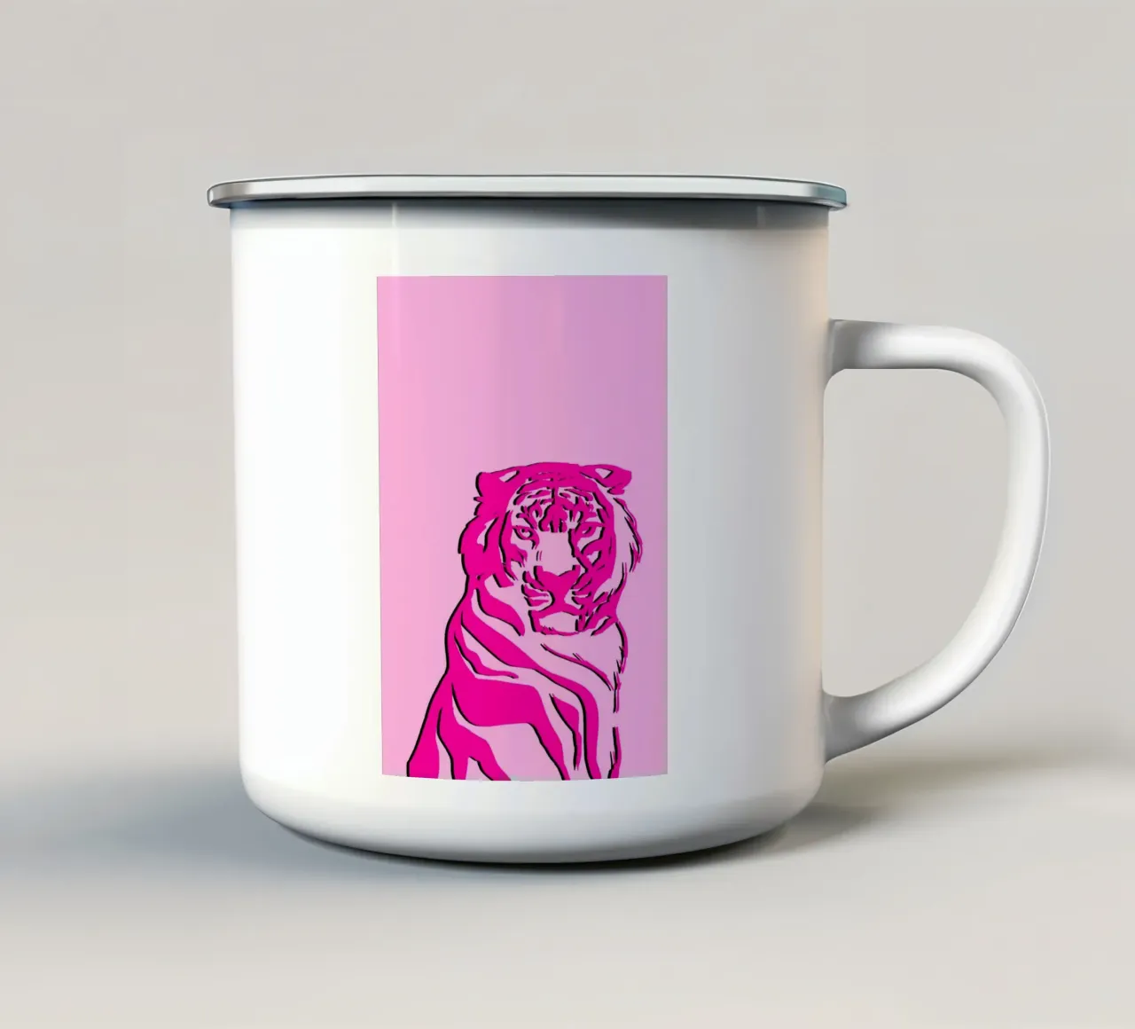Ritratto di tigre rosa neon - Pop Art Estetica selvaggia tazza in smalto da homdeco