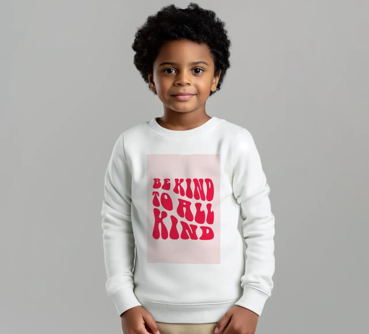 Citazione retrò "Be Kind To All Kind" - Messaggio d'arte groovy felpa bambino da homdeco