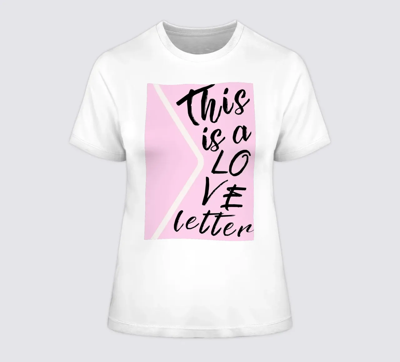 "Questa è una lettera d'amore" - Scrittura rosa e nera t-shirt da donna da homdeco