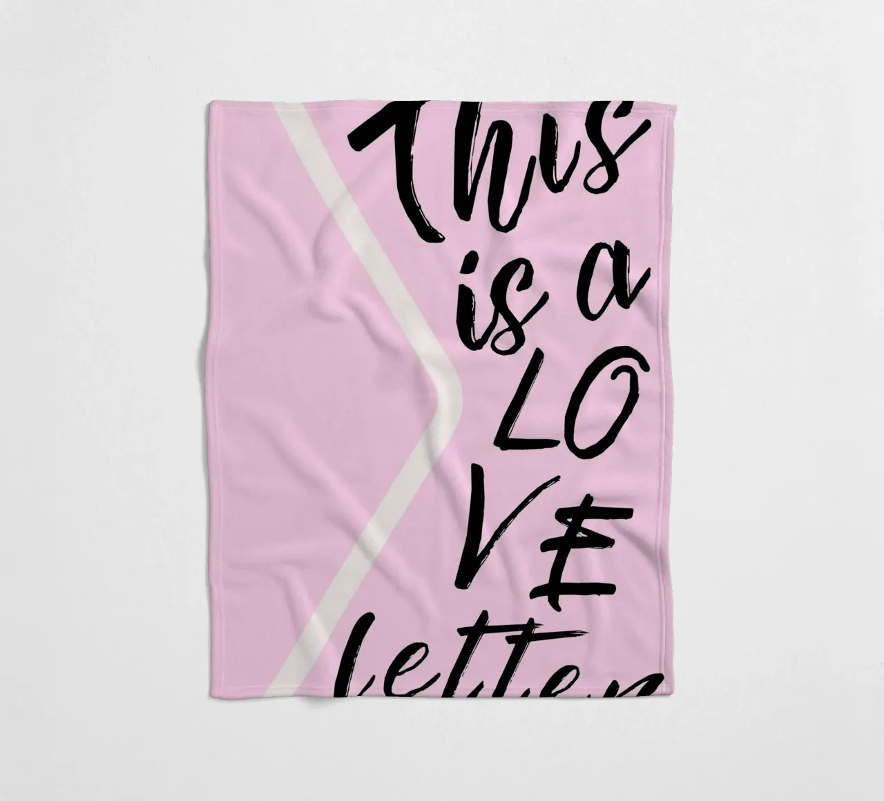 "Questa è una lettera d'amore" - Scrittura rosa e nera coperta in pile da homdeco