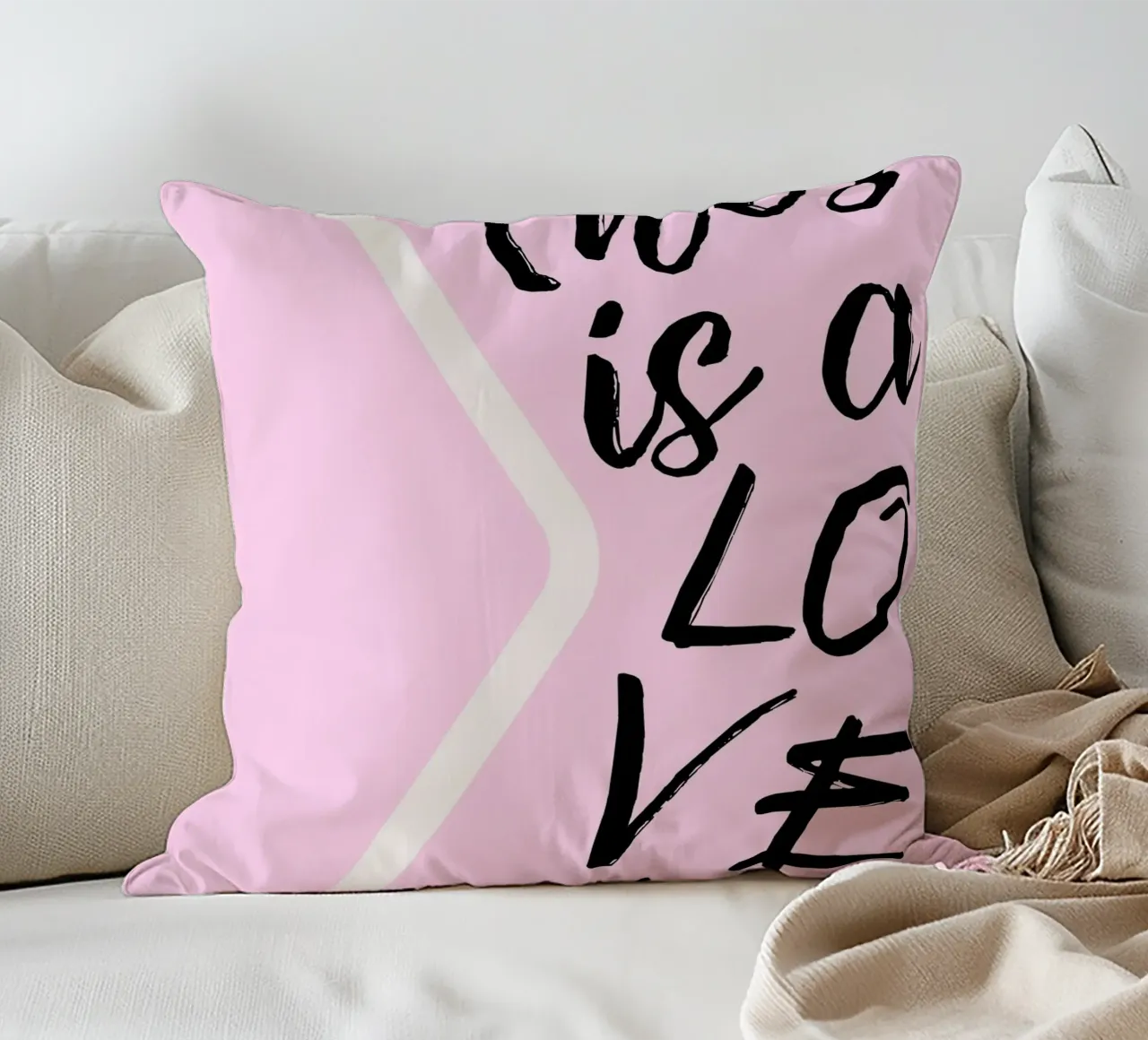 "Questa è una lettera d'amore" - Scrittura rosa e nera cuscino da homdeco