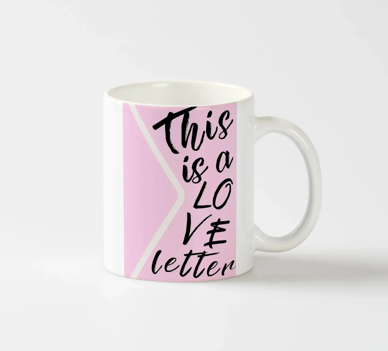 "Questa è una lettera d'amore" - Scrittura rosa e nera tazza in ceramica da homdeco