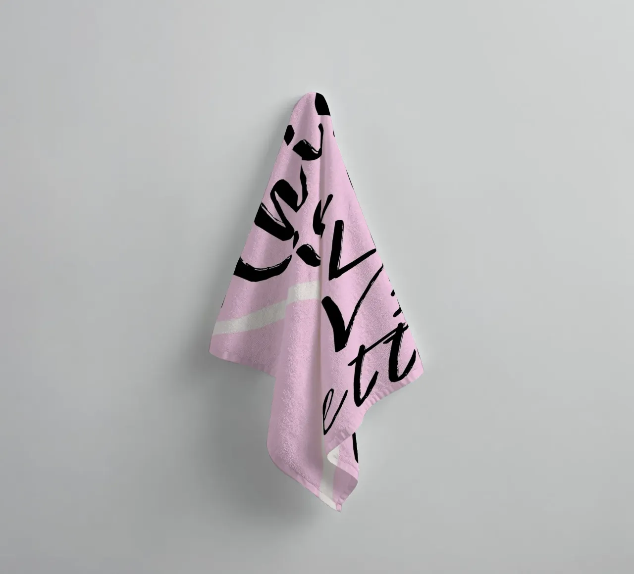 "Ceci est une lettre d'AMOUR" - Pink & Black Script Art serviette de bain de homdeco