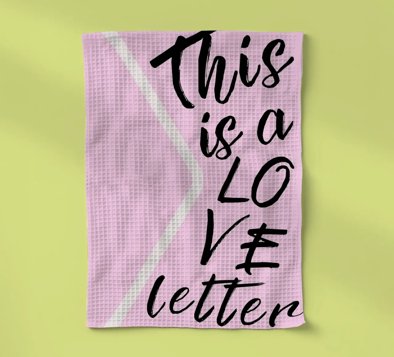 "Questa è una lettera d'amore" - Scrittura rosa e nera canovaccio da cucina da homdeco