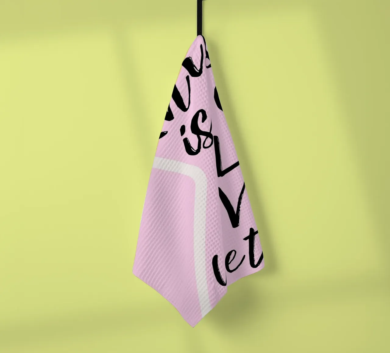 "Questa è una lettera d'amore" - Scrittura rosa e nera canovaccio da cucina da homdeco