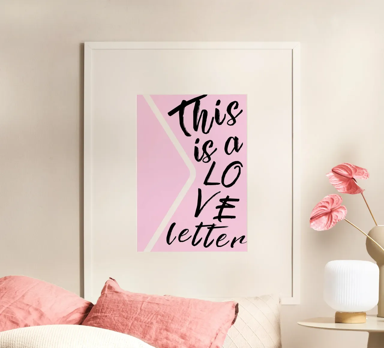 "Questa è una lettera d'amore" - Scrittura rosa e nera poster da homdeco