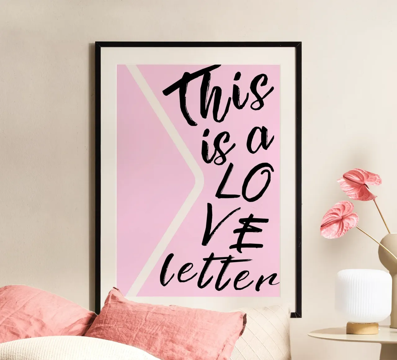 "Questa è una lettera d'amore" - Scrittura rosa e nera poster da homdeco
