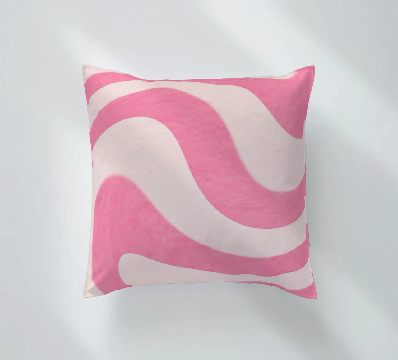 Groovy Pink & White Swirls - Stampa d'arte retrò ondulata cuscino da homdeco