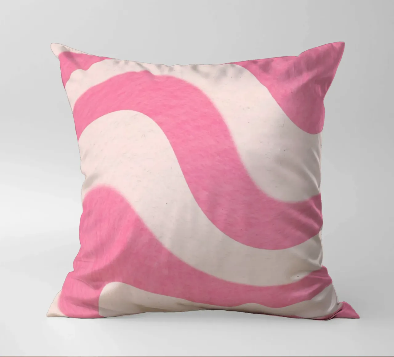 Groovy Pink & White Swirls - Stampa d'arte retrò ondulata cuscino da homdeco