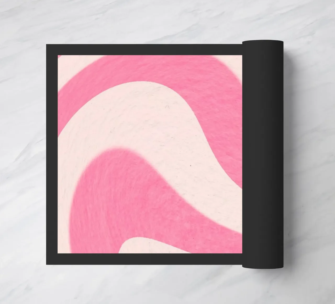Groovy Pink & White Swirls - Retro Wavy Art Print felpudo de homdeco