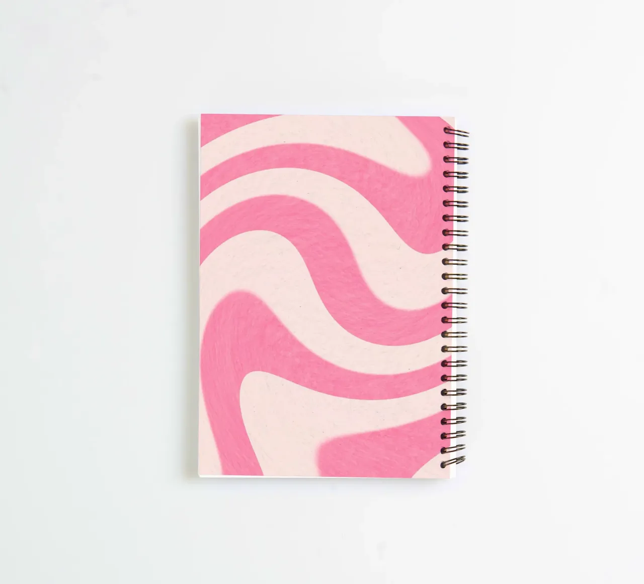 Groovy Roze & Witte Wervelingen - Retro Golvende Kunstdruk notitieboek met spiraal van homdeco