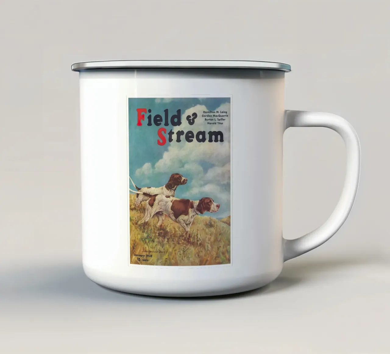 Field And Stream Dog Hunting Poster enamel mug by Robert Livingston