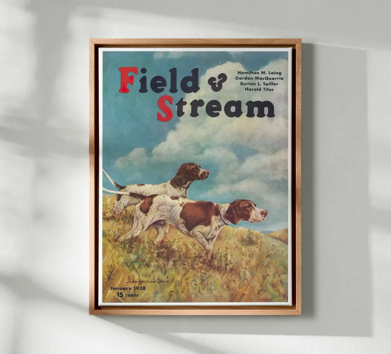 Field And Stream Dog Hunting Poster canvas with Floater frame by Robert Livingston