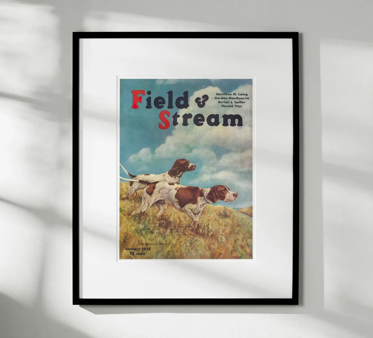 Poster di caccia per cani Field And Stream poster con telaio in legno da Robert Livingston