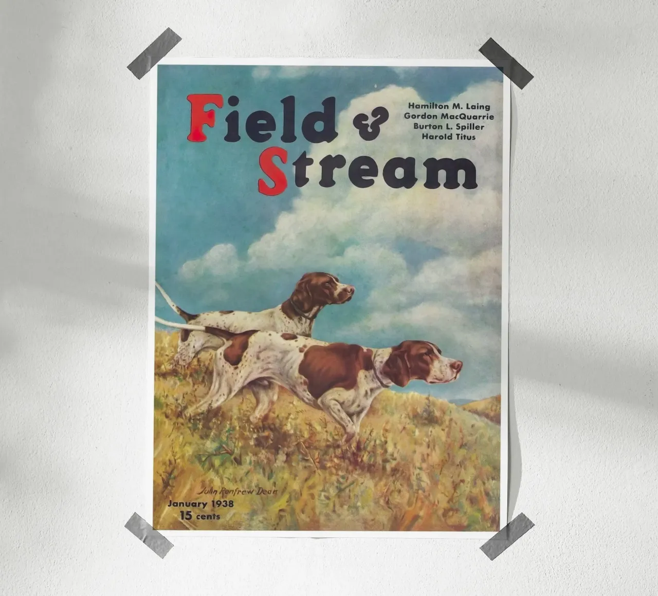 Poster di caccia per cani Field And Stream poster con telaio in legno da Robert Livingston
