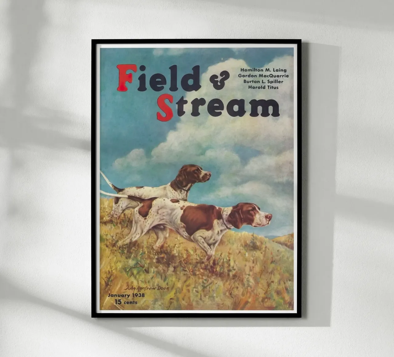 Poster di caccia per cani Field And Stream poster con telaio in legno da Robert Livingston