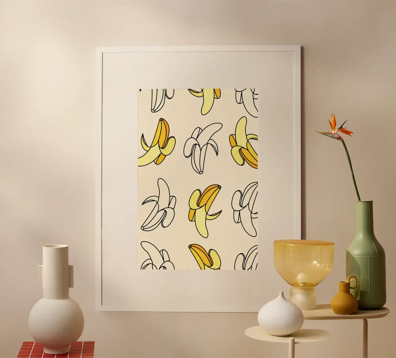 Pop Art Banana Pattern - Decoración divertida para la cocina poster de homdeco