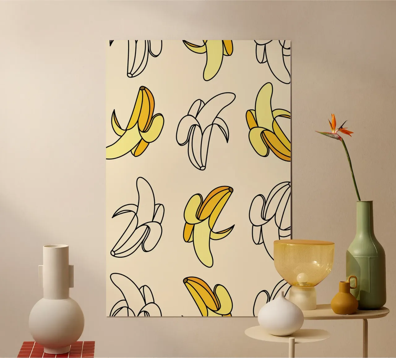 Pop Art Banana Pattern - Decoración divertida para la cocina poster de homdeco