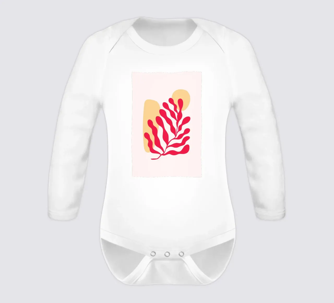 Op Matisse geïnspireerd abstract rood koraal en oker - Boho Art babyrompertje lange mouwen van homdeco