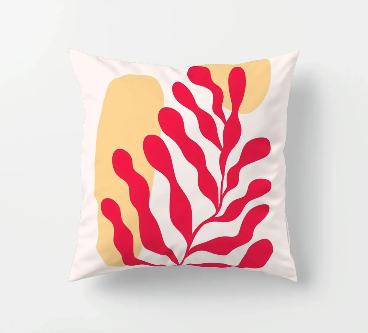Op Matisse geïnspireerd abstract rood koraal en oker - Boho Art kussen van homdeco