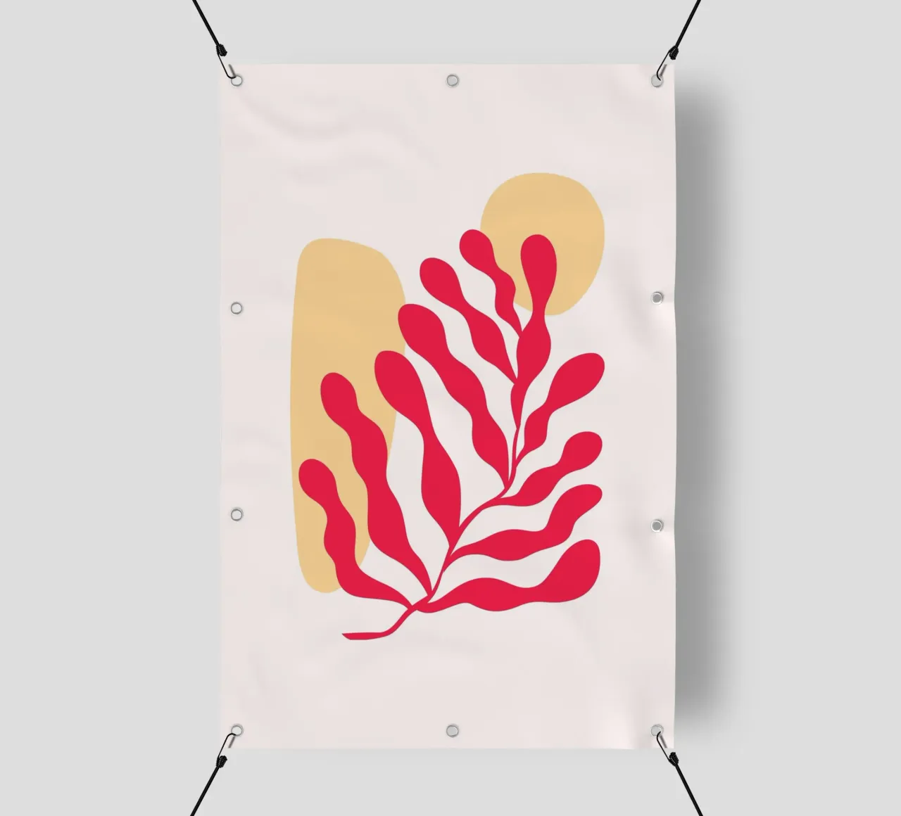 Op Matisse geïnspireerd abstract rood koraal en oker - Boho Art pvc-zeil van homdeco