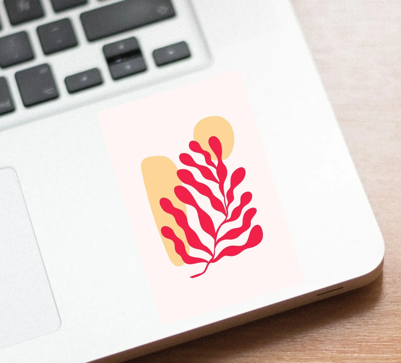 Op Matisse geïnspireerd abstract rood koraal en oker - Boho Art sticker van homdeco