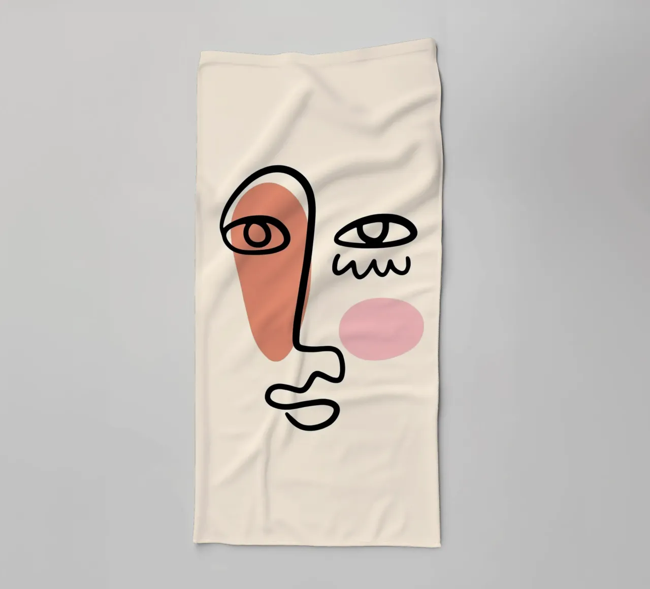 Abstract Face Line Art - Modern Boho Minimalist towel by homdeco