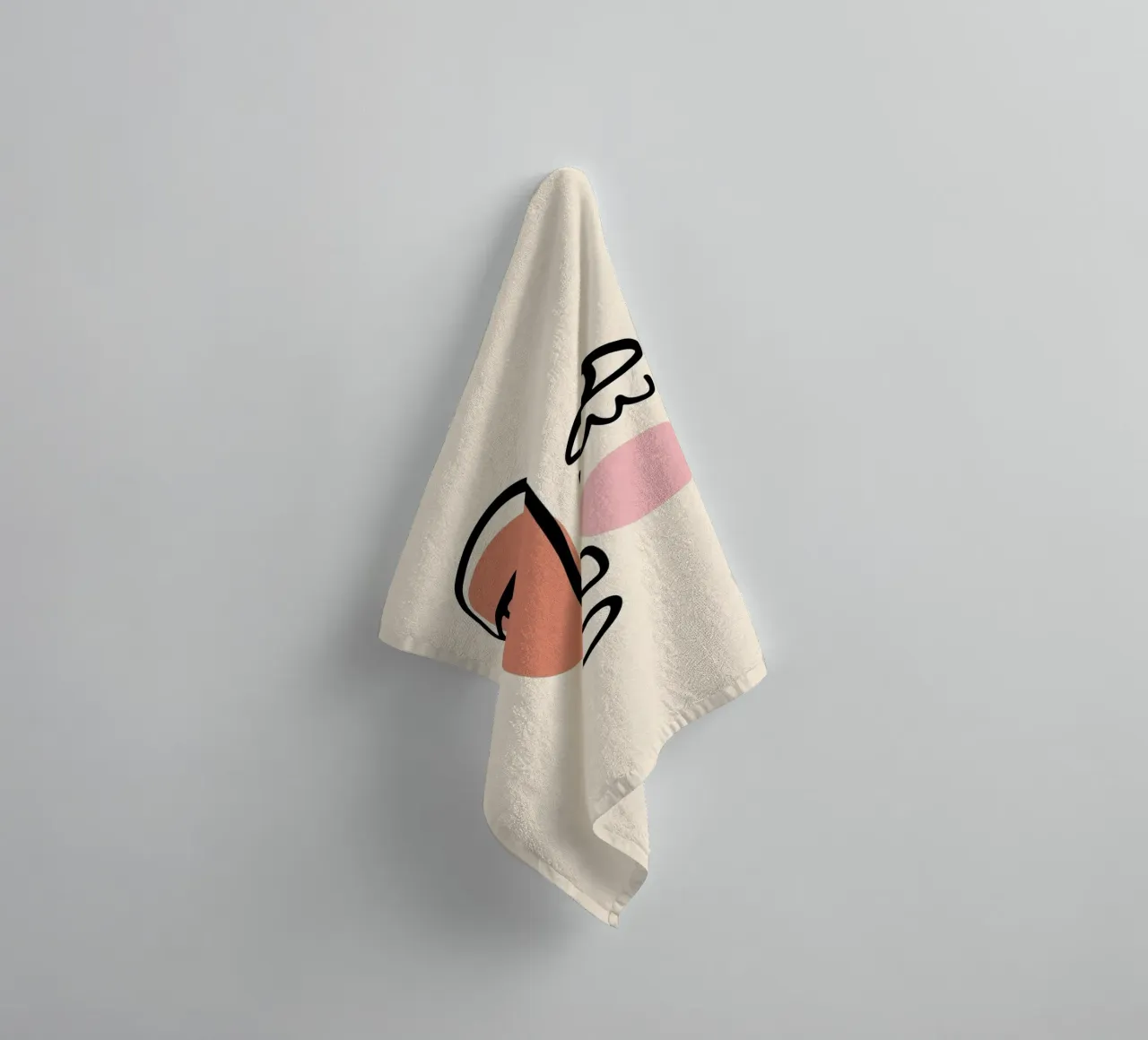 Abstract Face Line Art - Modern Boho Minimalist towel by homdeco
