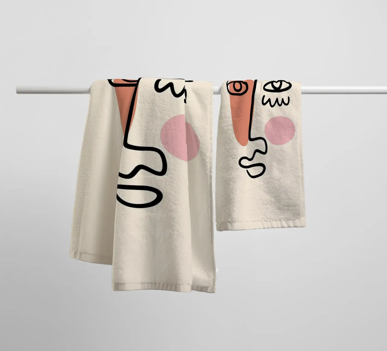 Abstract Face Line Art - Modern Boho Minimalist towel by homdeco