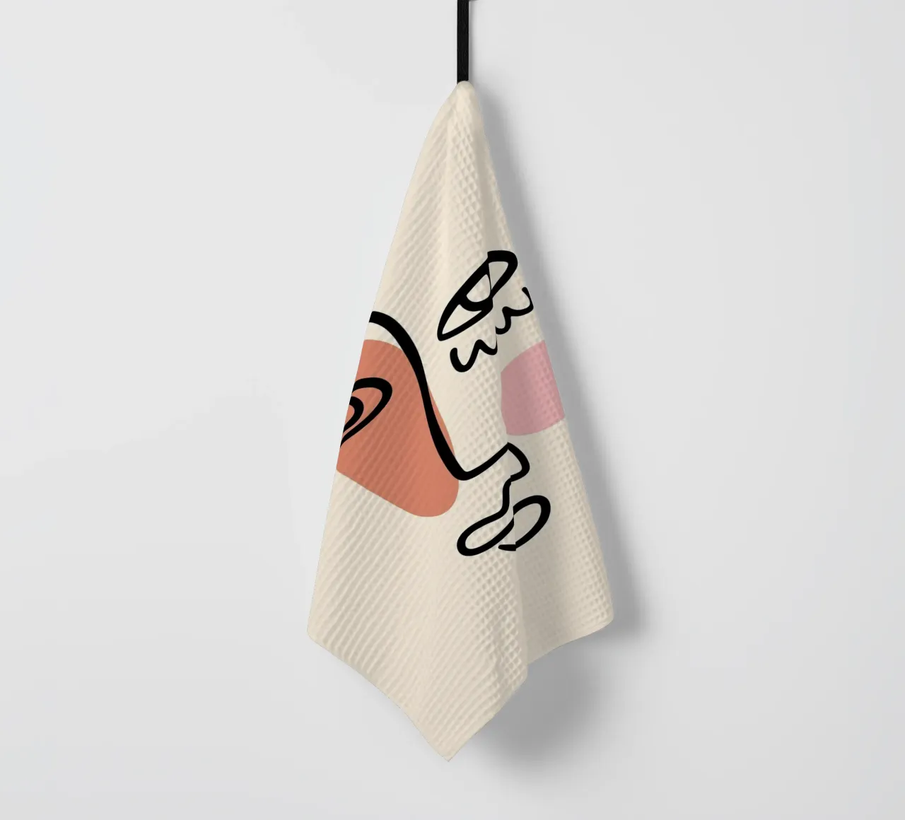 Dessin au trait de visage abstrait - Moderne Boho Minimaliste torchon de homdeco