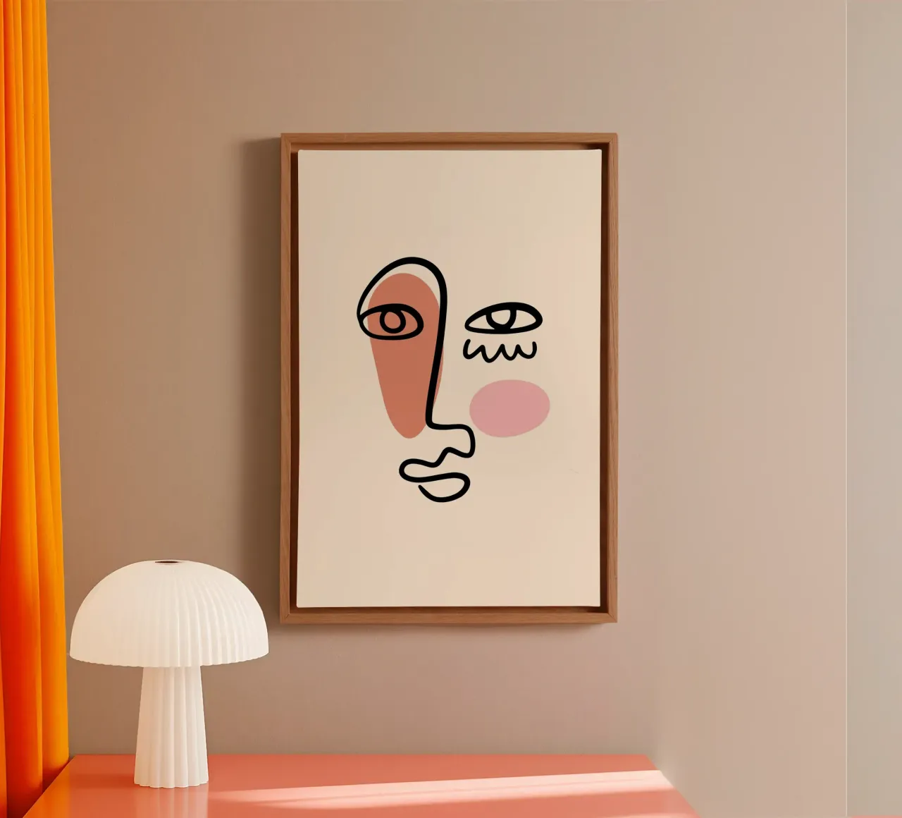 Abstract Face Line Art - Modern Boho Minimalist canvas with Floater frame by homdeco