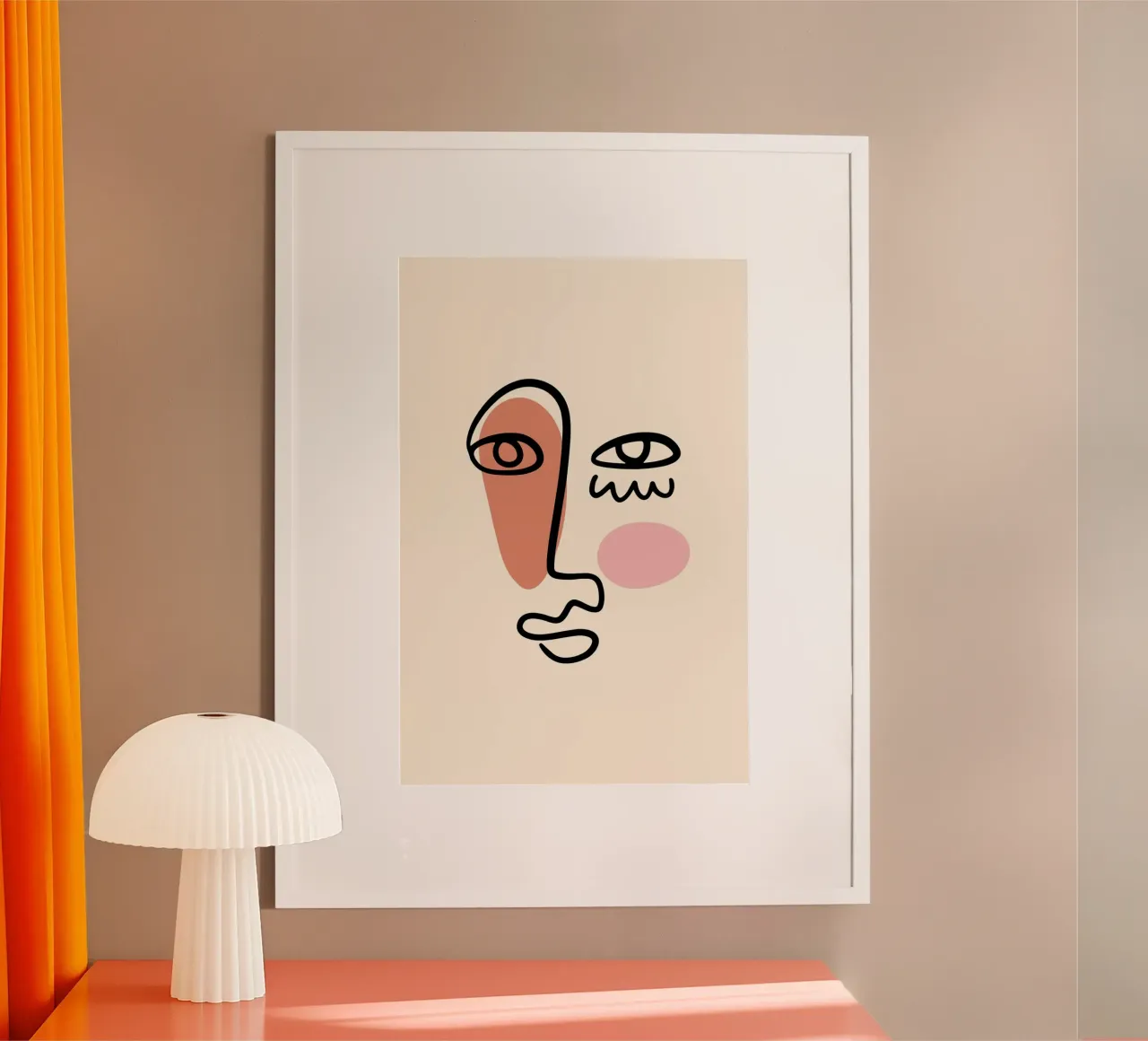 Dessin au trait de visage abstrait - Moderne Boho Minimaliste poster de homdeco