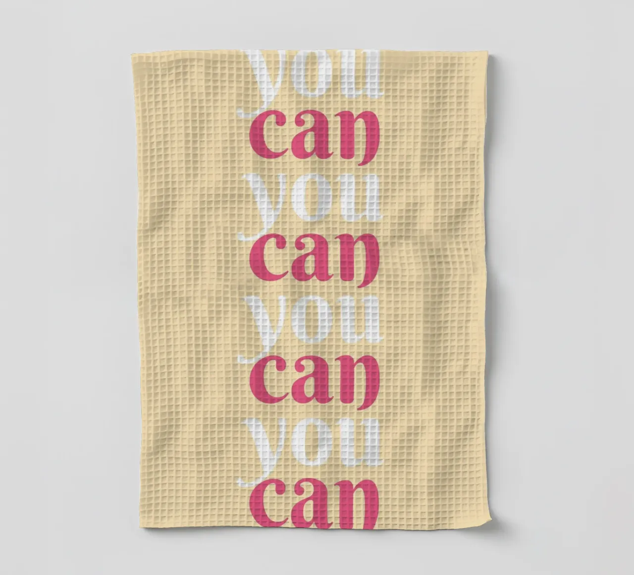 Affirmation répétitive "You Can" - Art rose et blanc audacieux torchon de homdeco