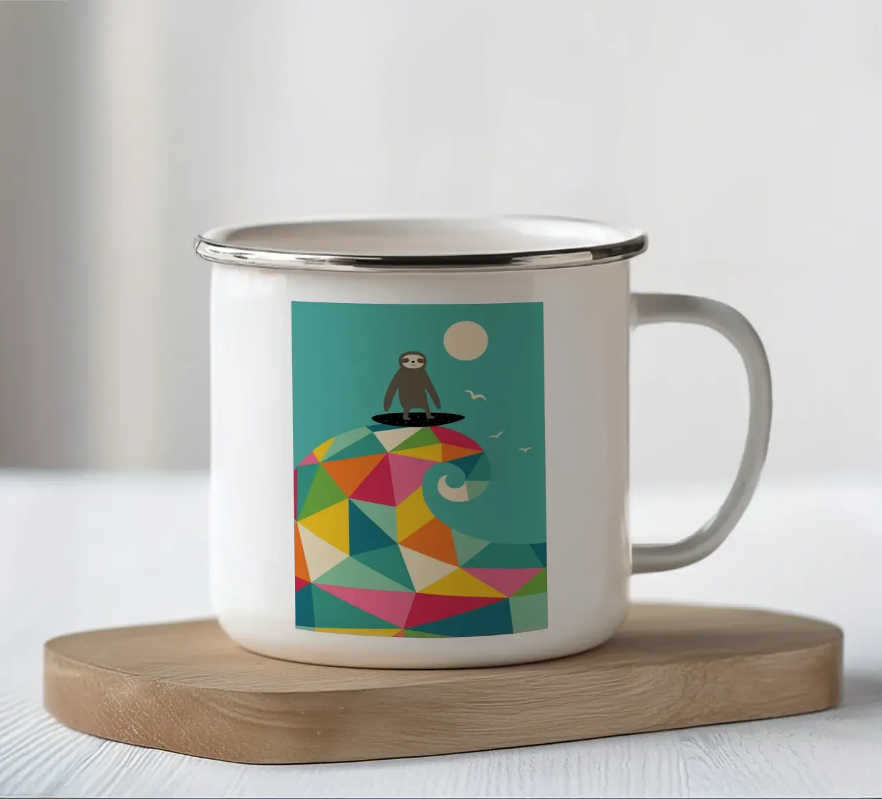 tavola da surf per bradipo tazza in smalto da frea shop