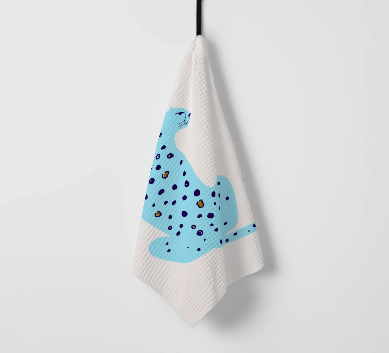 Léopard bleu abstrait - Minimalist Safari Art Print torchon de homdeco