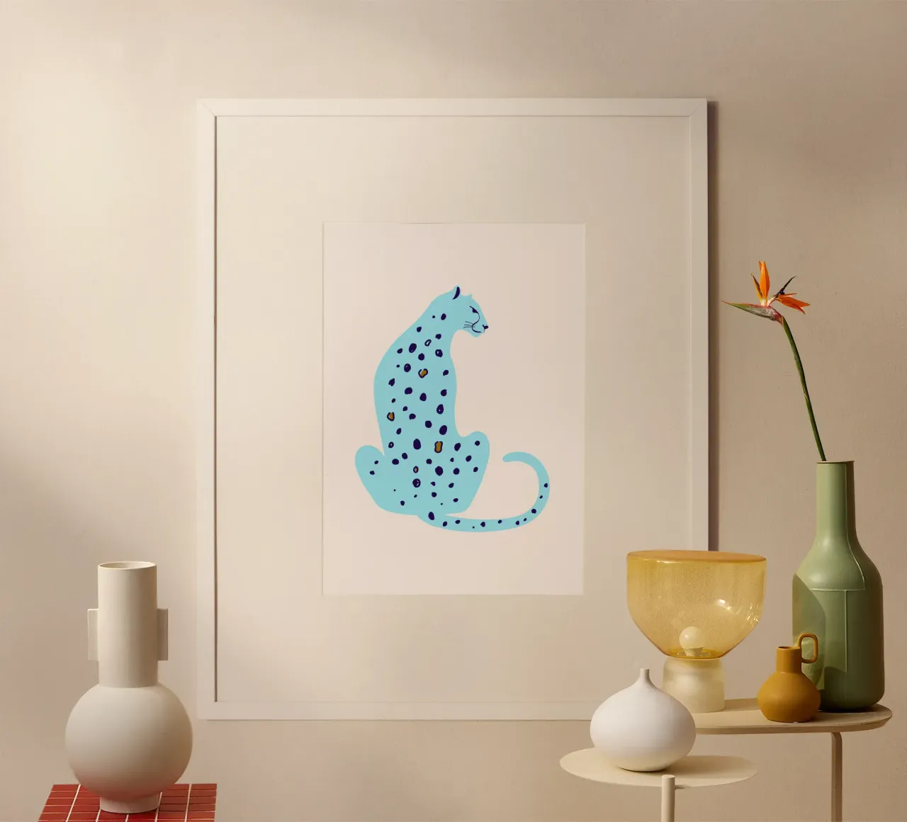 Abstract Blue Leopard - Minimalist Safari Art Print hahnemühle by homdeco