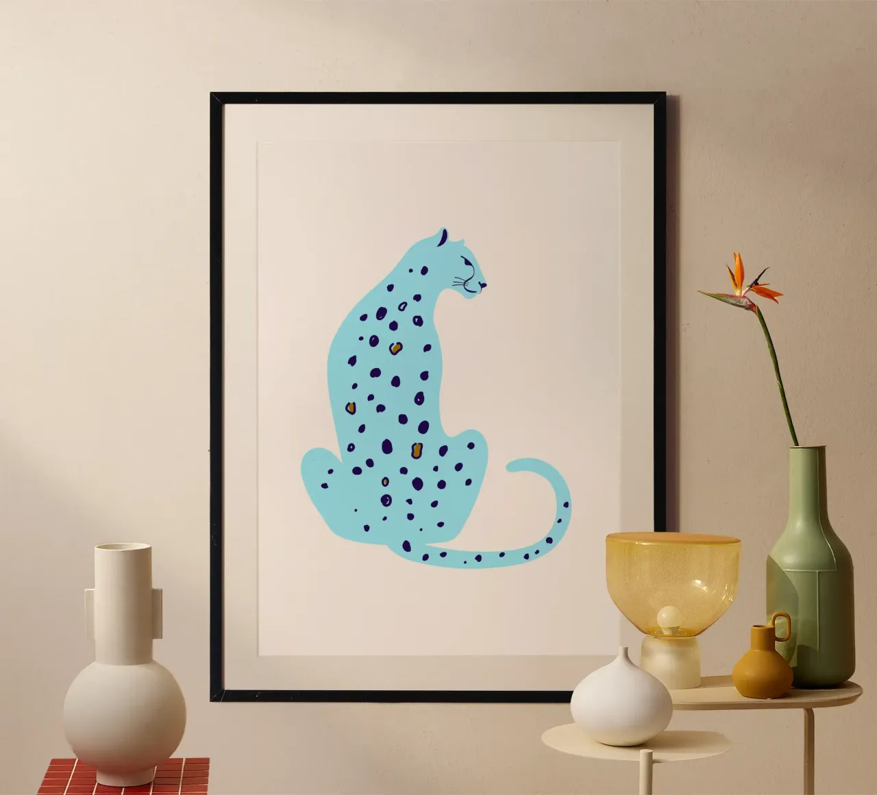 Abstract Blue Leopard - Minimalist Safari Art Print hahnemühle by homdeco