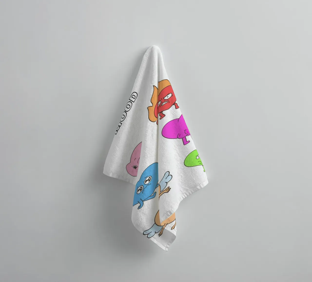 "MOOD" Heart Characters - Playful Emotional Art Print towel by homdeco