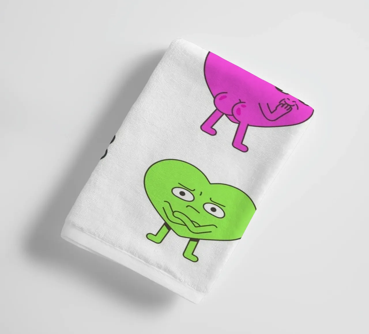 "MOOD" Heart Characters - Playful Emotional Art Print towel by homdeco