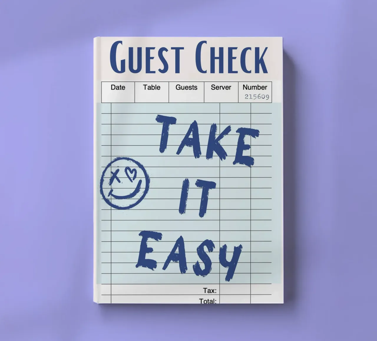 "Take It Easy" Guest Check - Relaxing Diner Art notebook by homdeco