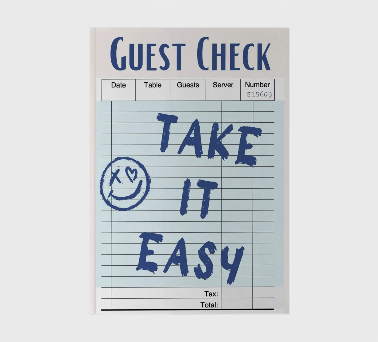 "Take It Easy" Guest Check - Relaxing Diner Art notebook by homdeco