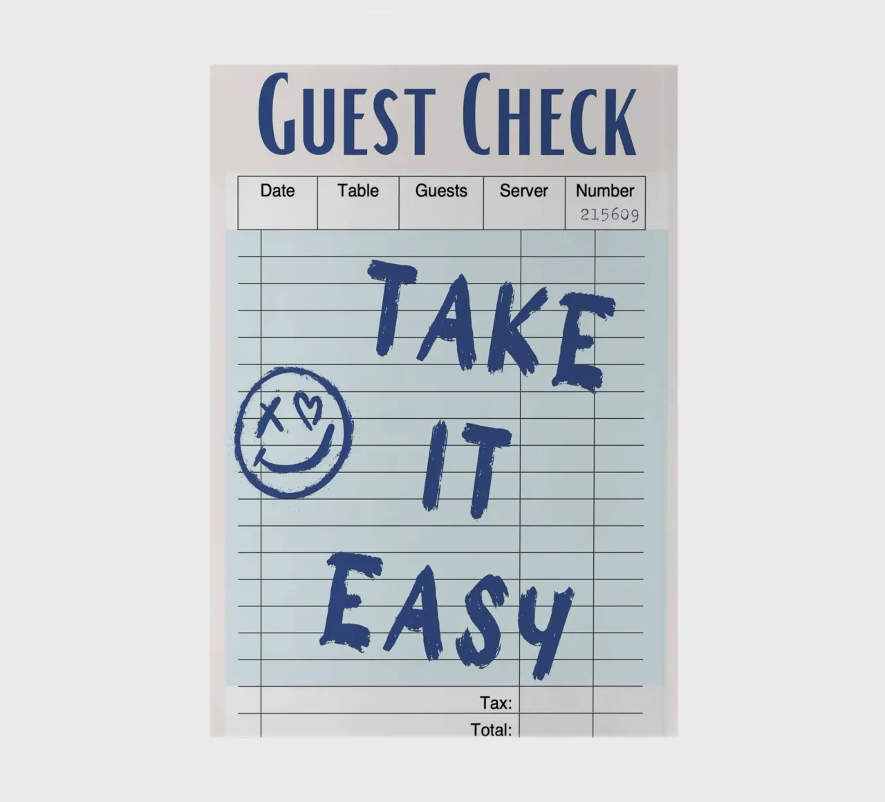 "Take It Easy" Guest Check - Relaxing Diner Art notebook by homdeco
