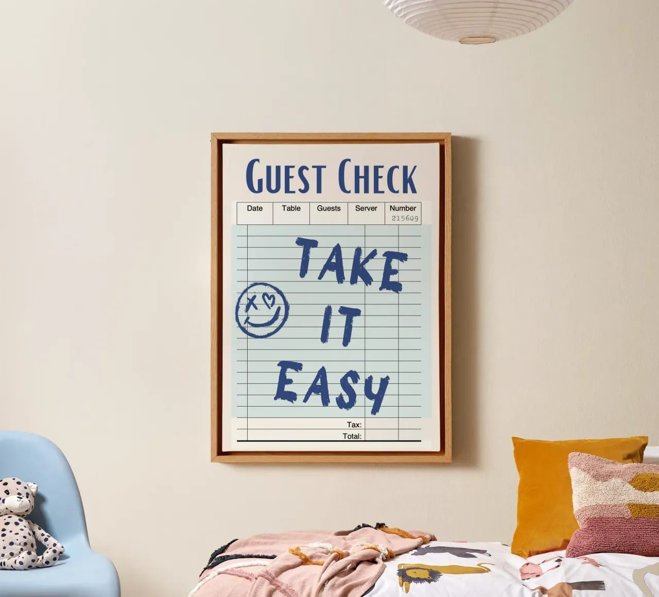 "Take It Easy" Guest Check - Relaxing Diner Art canvas with Floater frame by homdeco