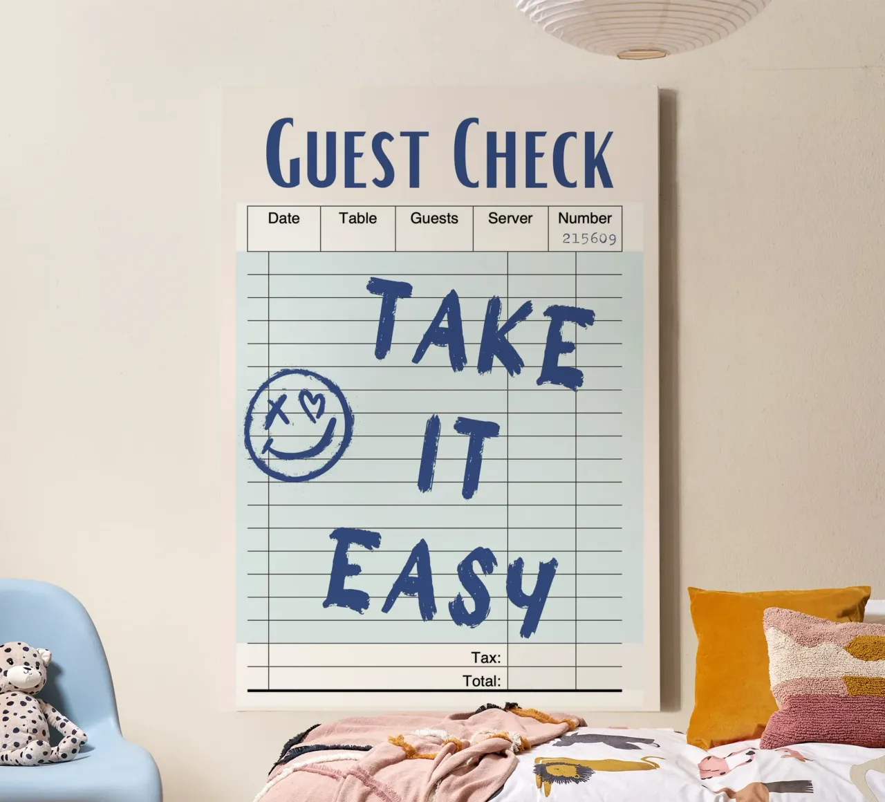 "Take It Easy" Guest Check - Relaxing Diner Art canvas with Floater frame by homdeco