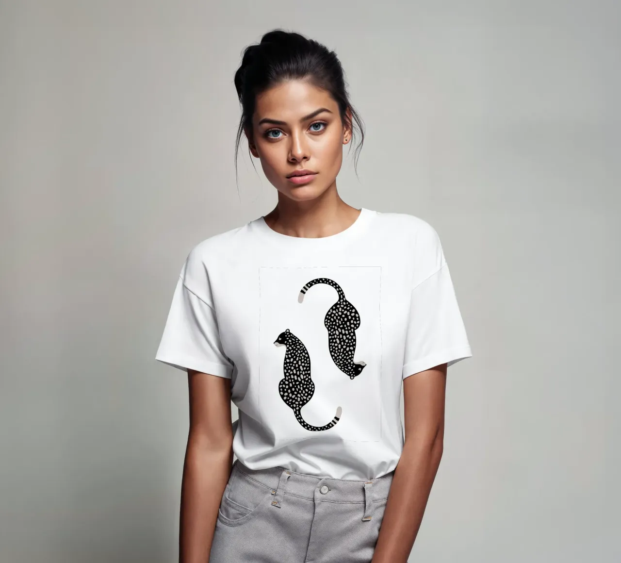 Leopardi maculati monocromatici - Arte animale minimalista t-shirt da homdeco