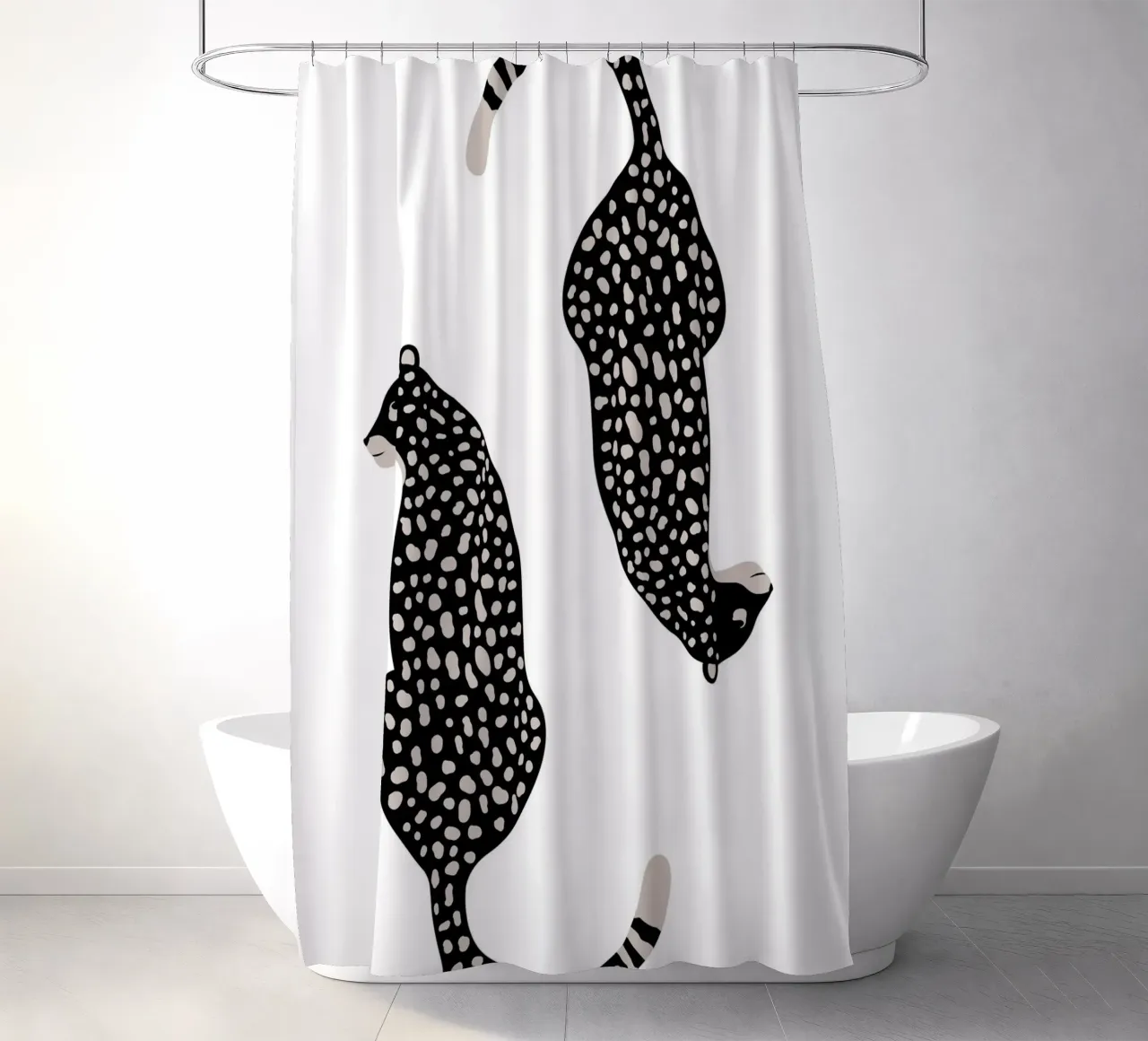 Leopardi maculati monocromatici - Arte animale minimalista tenda da doccia da homdeco